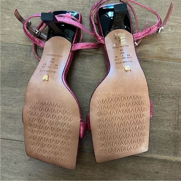 NEW Vicenza Strappy Pink Metallic Heels EU 38 US 7 - Picture 5 of 9